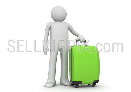 Travel collection – Tourist with green suitcase