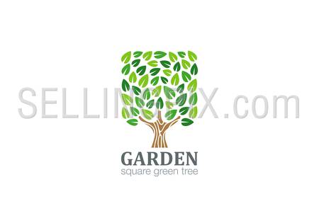 Green Tree Logo Square shape design vector template.
Eco Farm Logotype. Garden icon.