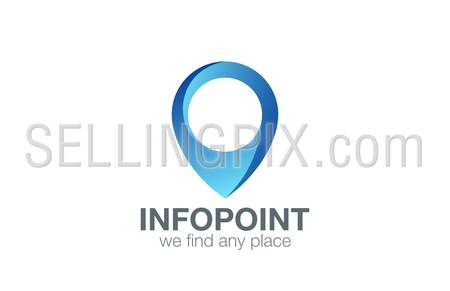 Logo Geo point navigation vector design template. Location Pin map symbol logotype. Looped impossible infinite shape geographic icon