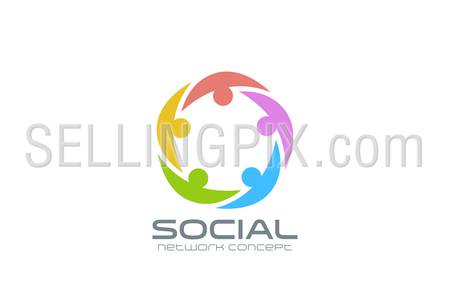Social Network Logo design vector template. Team circle icon.
Teamwork community friendship logotype creative idea.