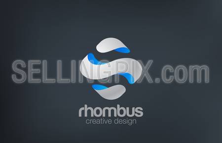 Wave Rhombus Logo design vector template. Sci fi theme.
Square Abstract 3D Logotype.