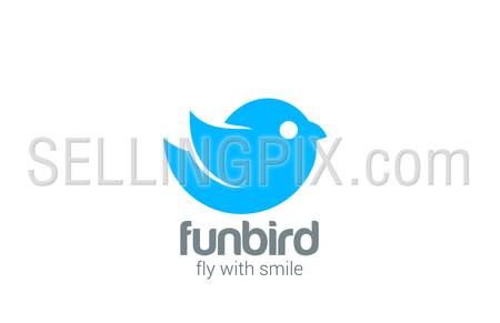 Blue Bird Flying Abstract silhouette vector logo design template.
Funny Cartoon style icon.