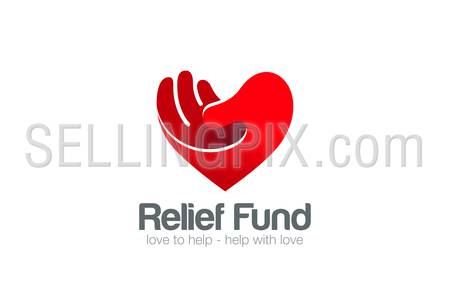 Heart Hand Logo Relief Fund vector design template.
Take my Heart Love Valentine day concept Logotype icon.
