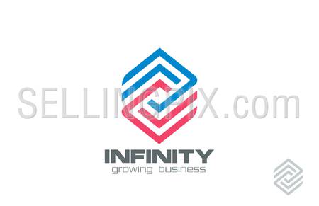Logo Design abstract infinity loop Financial Business Technology vector template.
Logotype for Finance, Construction, Real Estate etc. 
Creative Rhombus infinite line art looped shape. Editable.