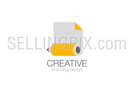 Pencil Logo design vector template. Creative Studio logotype.
Pencil & Document icon Business Education concept.