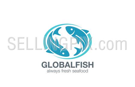 Fish Logo design vector template. Infinity Fishing concept.
Seafood restaurant marketplace logotype icon.