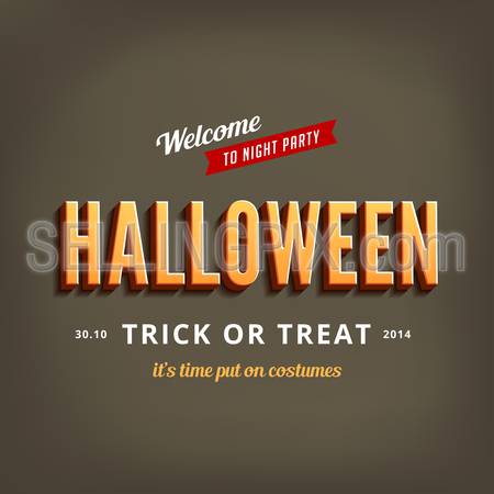 Halloween festival typography 3d vintage retro style vector design poster template.