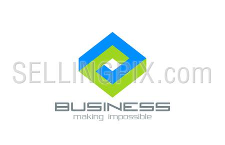 Logo Business Rhombus vector design Abstract Infinite impossible loop template. Corporate icon such as logotype. Creative Square infinity concept.