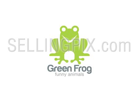 Green Frog Silhouette Logo design vector template.
Front view frog logotype icon.