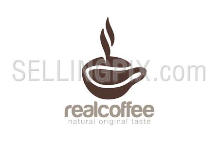 Coffee cup Logo cafe bar with steam design vector template.
Natural Pure Original True Coffee bean Logotype concept.