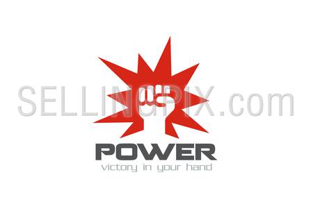 Fist Logo design vector template. Hand hit power strength logotype.
Martial Arts concept icon. Revolution symbol.