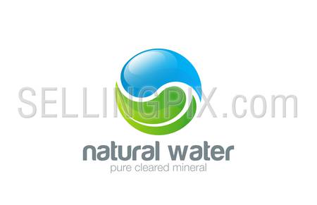 Water drop Leaf Logo design vector template. Yin Yang concept.
Ecology green pure natural aqua logotype. Clear eco water icon.