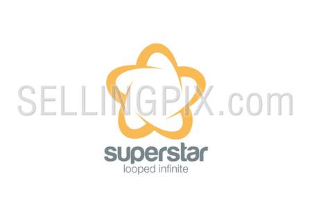 Logo Abstract Star Five point infinity loop vector design template.
Infinite looped Logotype icon Superstar concept.