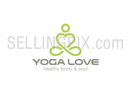 Yoga Logo design vector template. Heart shape inside.
Like Love yoga concept icon. Meditation SPA Logotype.
