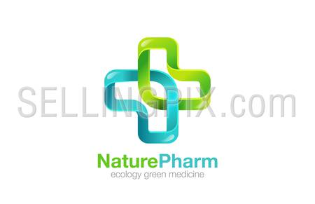 Medical Cross Logo Pharmacy natural eco Clinic design vector template.
Medicine Health care Logotype. Ecology Green Healthcare icon.