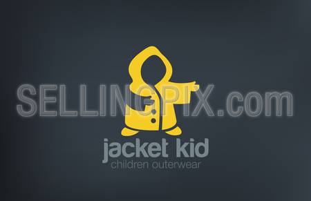 Kid Jacket Silhouette Logo design vector template.
Children Outerwear logotype concept icon.