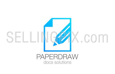 Pencil on Paper Draw Logo design vector template.
Art concept drawing icon digital document logotype.