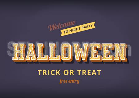 Halloween festival typography vintage vector design poster template. Retro style flyer