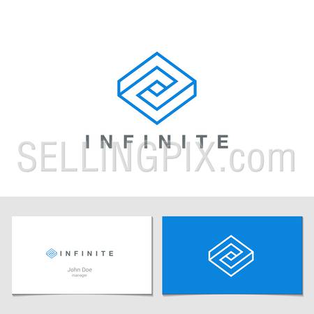 Logo Rhombus Abstract Infinite impossible loop vector design template. 
Corporate icon logotype. Creative Square infinity lineart concept.