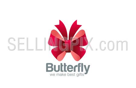 Gift Bow as Butterfly Logo design vector template icon.
Use as Logotype for event, gift packing, fashion, wedding and other ceremonies.