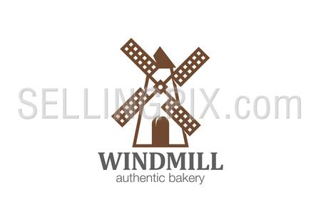 Windmill Logo Bakery design vector template.
Wind mill logotype concept icon line art.