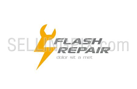 Quick Fast Flash Repair Logo design vector template.
Repairing tool as a flash shape logotype concept icon.