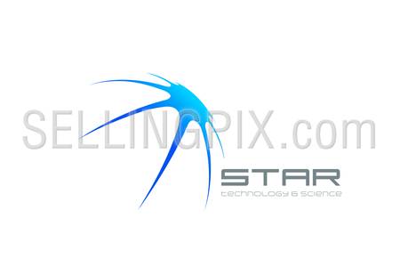 Abstract Star logo design vector template. Satellite icon.
Futuristic Technology Science Logotype concept. Comet illustration.