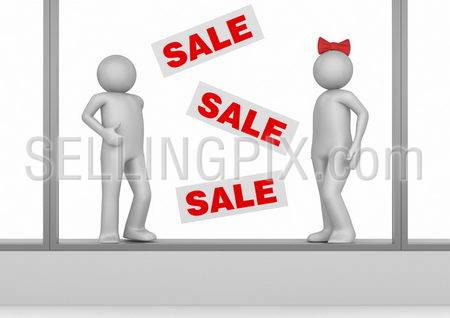 SALE – Mannequins in shop window – Shopping collection