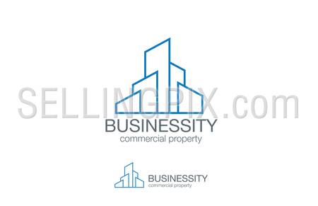 Real Estate Logo vector design template. Skyscrapers on horizon realty icon.
Business city Commercial property logotype concept.