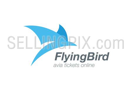 Bird abstract flying logo vector design template. Airline tickets icon.
Airplane aviation company logotype concept.