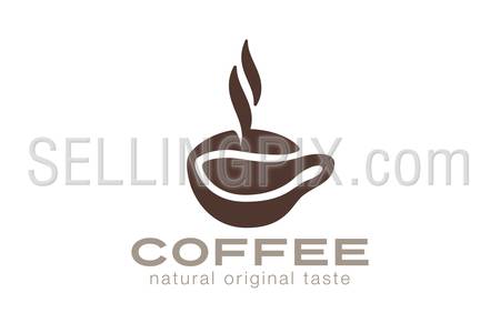 Coffee cup Logo cafe bar with steam design vector template.
Natural Pure Original True Coffee bean Logotype concept.