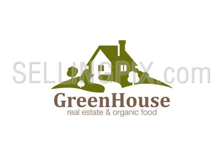 Real Estate House Logo design vector template. Organic Natural Farm Logotype.
Eco green nature village concept icon.