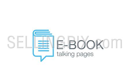 Digital Book Logo design vector template. 
Electronic Library Education Logotype. Chat information icon line art.
