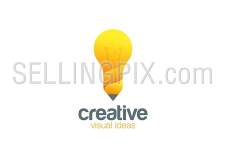Lamp & Pencil Logo Creative idea symbol vector template.
Bright ideas for your business. Design studio logotype concept icon.