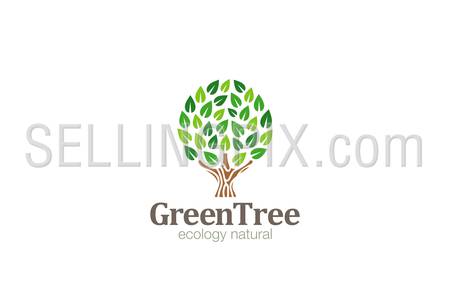 Green Tree Logo Abstract Circle shape design vector template.
Eco Green Farm Garden Logotype concept icon.