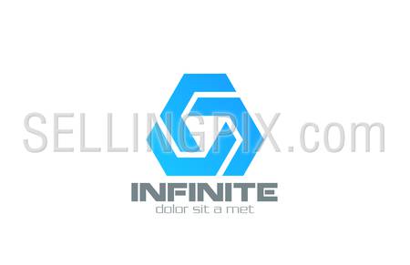 Logo business abstract three vector design template. 3 Hi tech looped infinity logotype. Infinite loop icon triple technology concept.