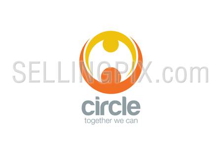 Abstract union circle shape Logo design vector template.
Mother & child Logotype. Family Couple holding hands concept icon.
