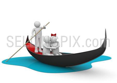 Gondolier and romantic couple in gondola – Workers / Lifestyle collections