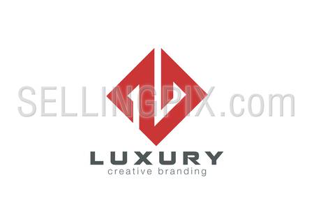 Luxury Jewelry logo design vector rhombus template. Real estate symbol icon. Corporate fashion company emblem logotype
