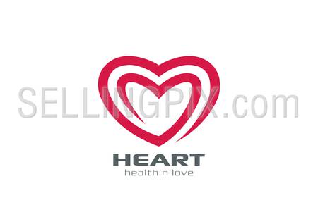 Logo Heart abstract shape vector design template. Two hearts Logotype.
Valentine’s Day Love symbol. Medicine Cardiology Donor Healthy concept icon.