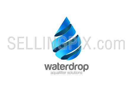 Oil Water drop Logo aqua vector template.
Waterdrop Logotype. Droplet 3d spiral shape design element.