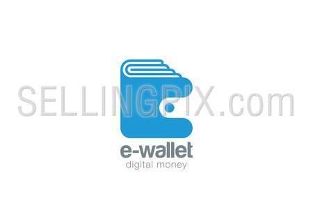 Wallet Logo design vector template negative space style.
Pocketbook logotype. Purse Portfolio icon. Digital money concept.