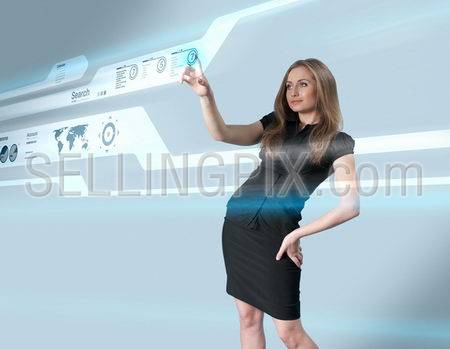 Lady touching hi-tech – Interfaces collection