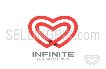 Double Looped Infinity Hearts Logo design vector template.
Logotype Couple in Love Valentine Day concept icon.