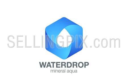 Clear Water drop Logo aqua hexagon infinity loop vector template design.
Waterdrop drink Logotype. Droplet infinite shape design element.