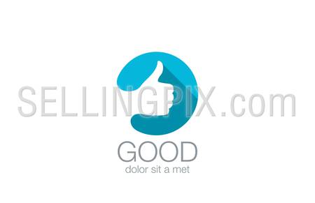 Like Hand Sign vector logo design template.
OK Flat Long shadow icon style logotype with negative space.