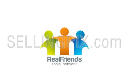 Social Network Team Partners Friends logo design vector template.
Together union symbol of friendship, partnership logotype.
Business Teamwork cooperation icon.