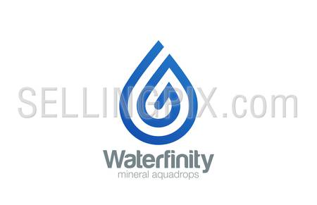 Water drop Logo aqua vector template line art style.
Waterdrop Logotype. Droplet spiral shape design element.