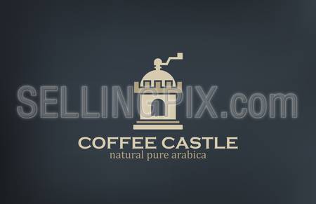 Coffee Mill such as Castle Logo vintage design vector template.
Good for Coffee & Coffeehouse retro Logotype. Creative concept icon.