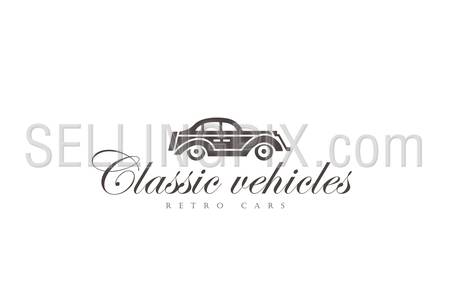 Retro Car Logo abstract design vector template.
Vintage Vehicle Logotype concept silhouette icon.